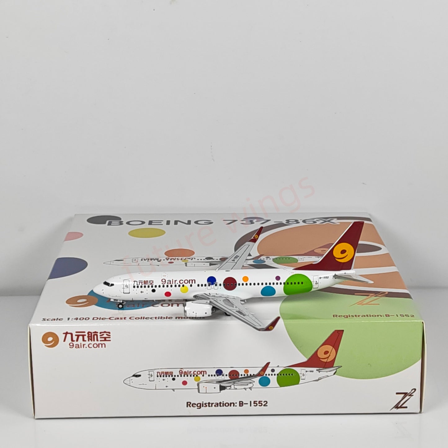 1:400 Z² Model 9Air B737-800 B-1552 Aircraft Model+Free Tractor