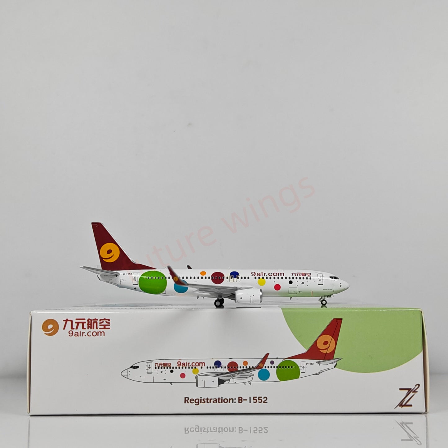 1:400 Z² Model 9Air B737-800 B-1552 Aircraft Model+Free Tractor