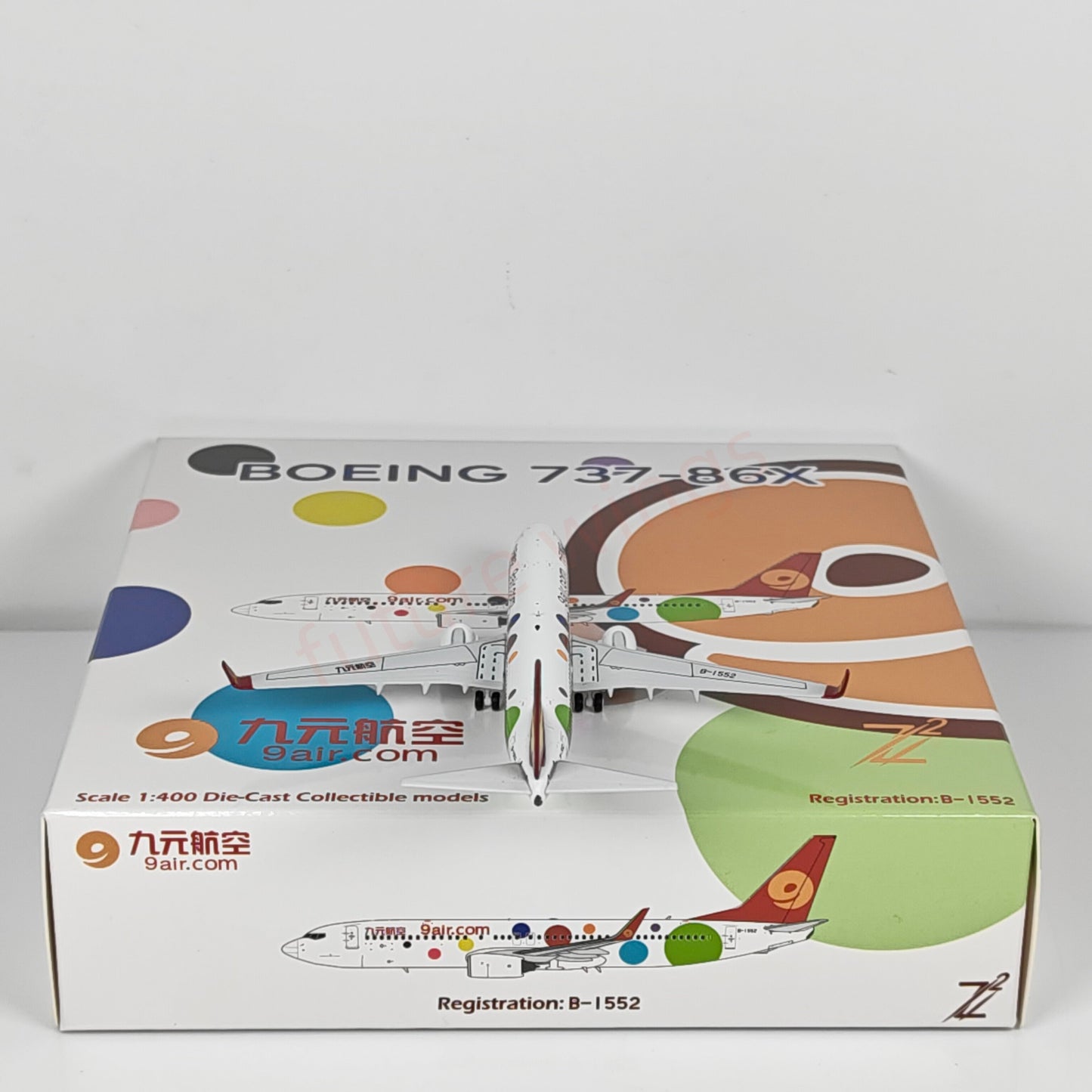 1:400 Z² Model 9Air B737-800 B-1552 Aircraft Model+Free Tractor