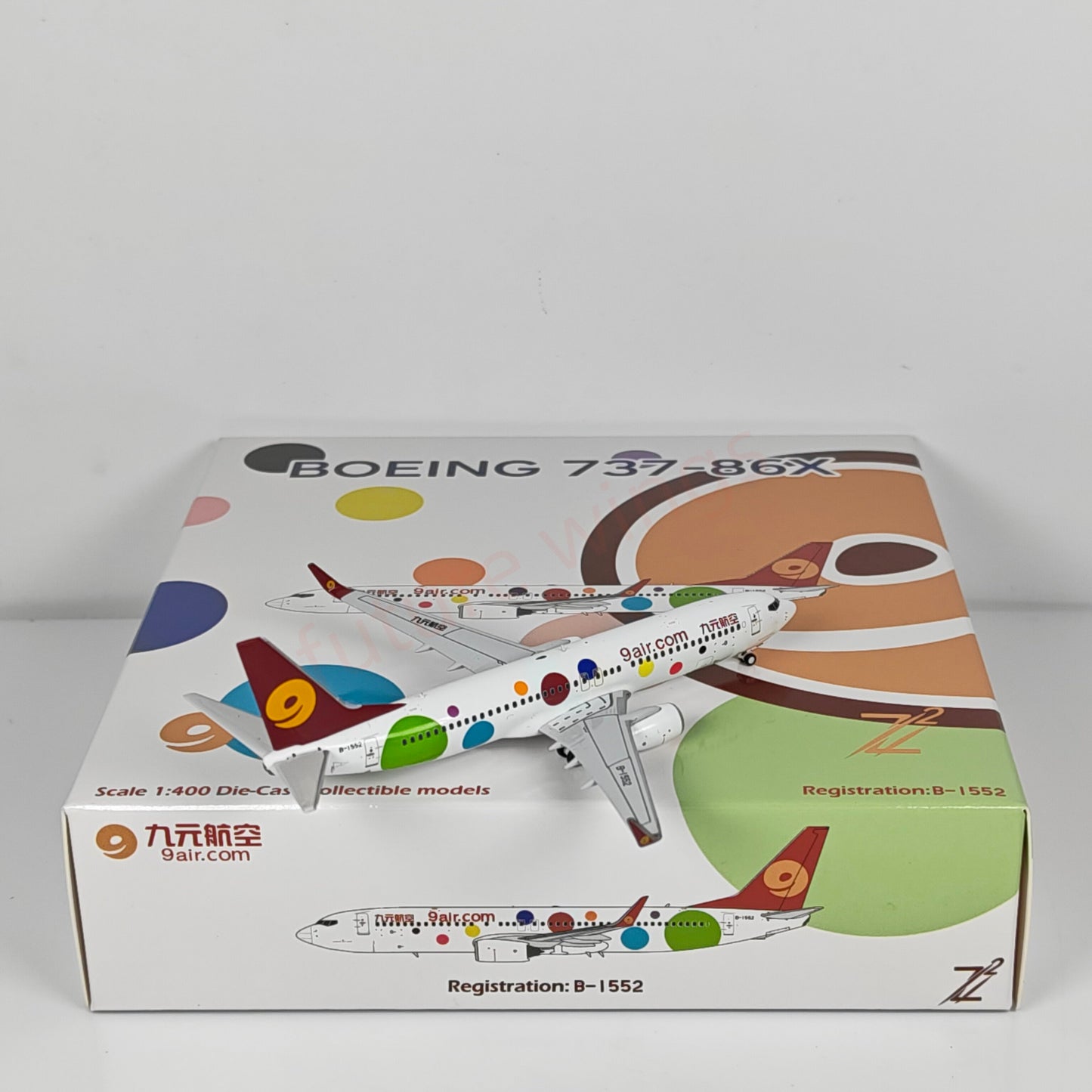 1:400 Z² Model 9Air B737-800 B-1552 Aircraft Model+Free Tractor