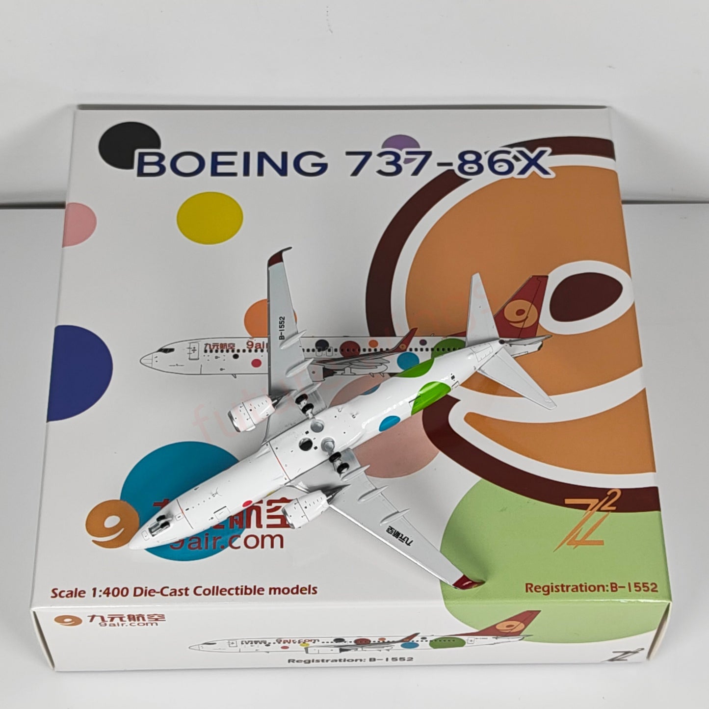 1:400 Z² Model 9Air B737-800 B-1552 Aircraft Model+Free Tractor