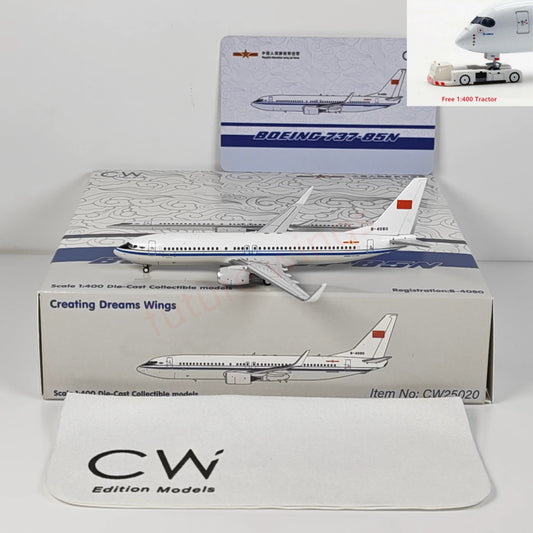 1:400 CW MODEL PLAAF B737-800 B-4080 Aircraft Model+Free Tractor