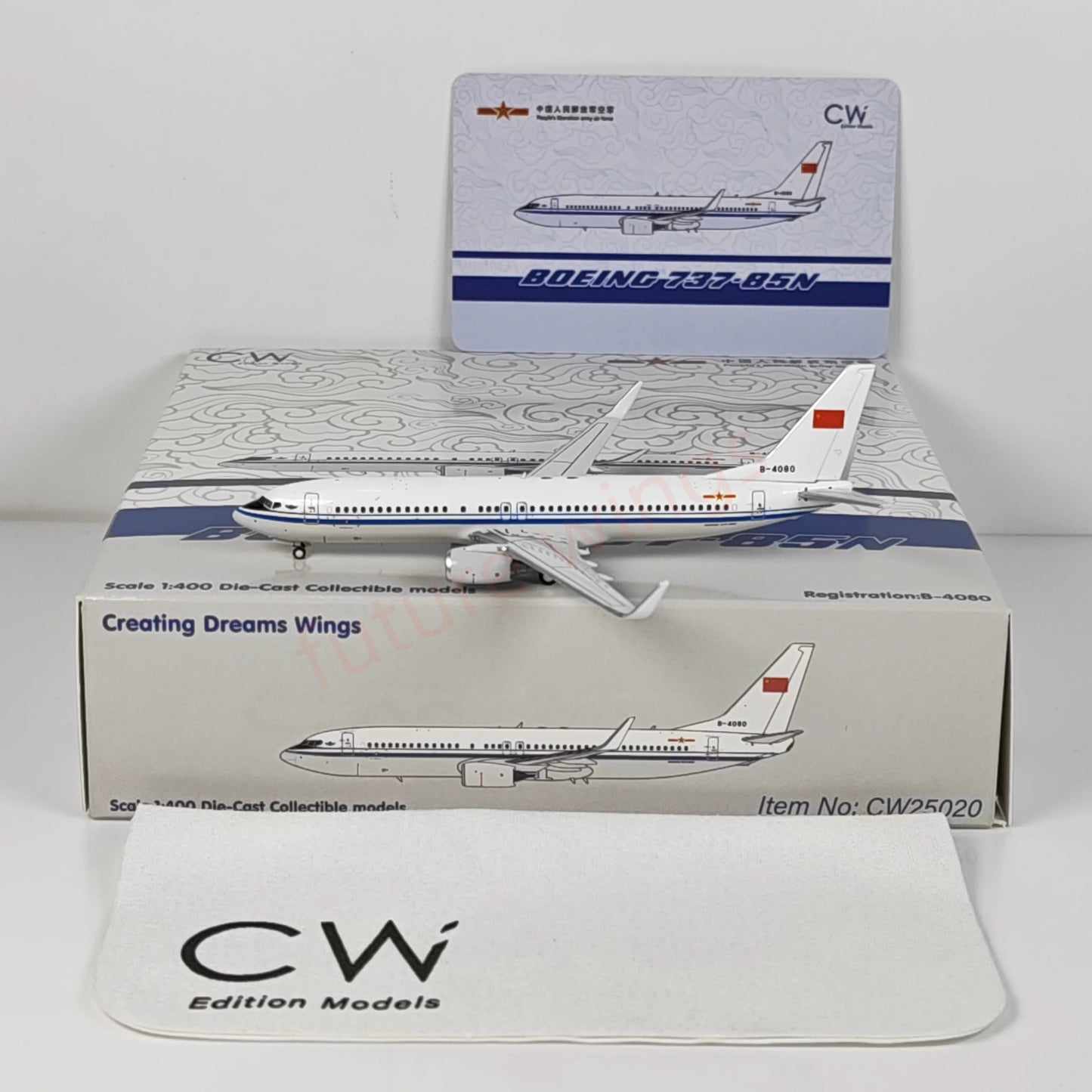 1:400 CW MODEL PLAAF B737-800 B-4080 Aircraft Model+Free Tractor