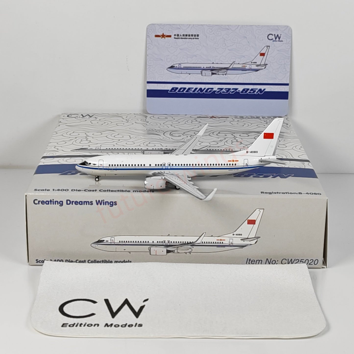 1:400 CW MODEL PLAAF B737-800 B-4080 Aircraft Model+Free Tractor