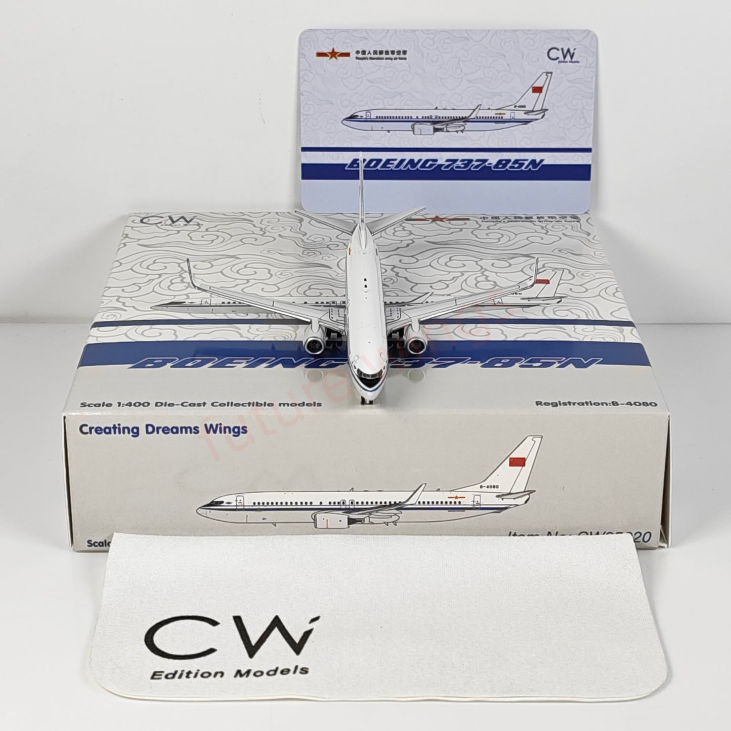 1:400 CW MODEL PLAAF B737-800 B-4080 Aircraft Model+Free Tractor