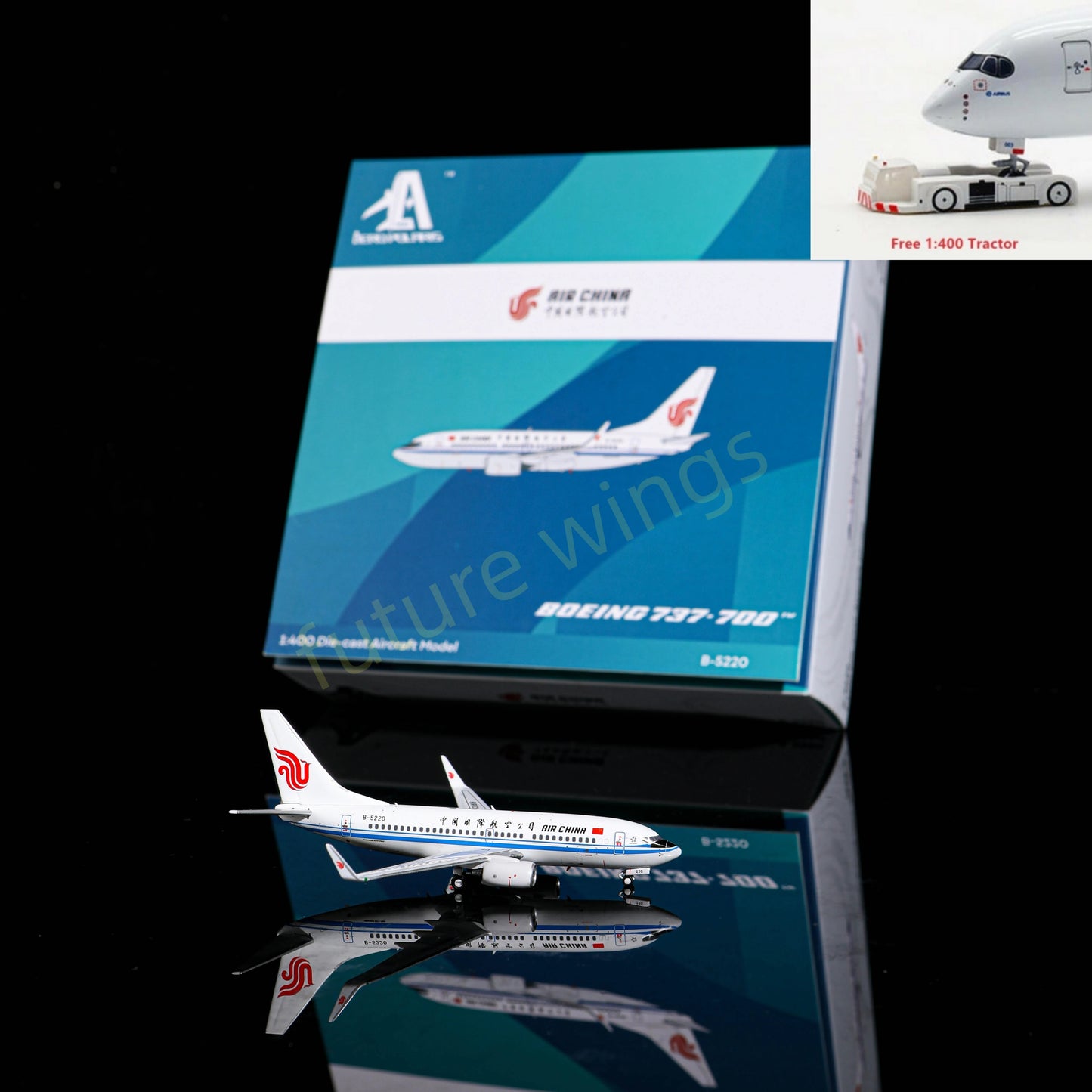 1:400 AeroPolaris Air China B737-700 B-5220 Aircraft Model+Free Tractor