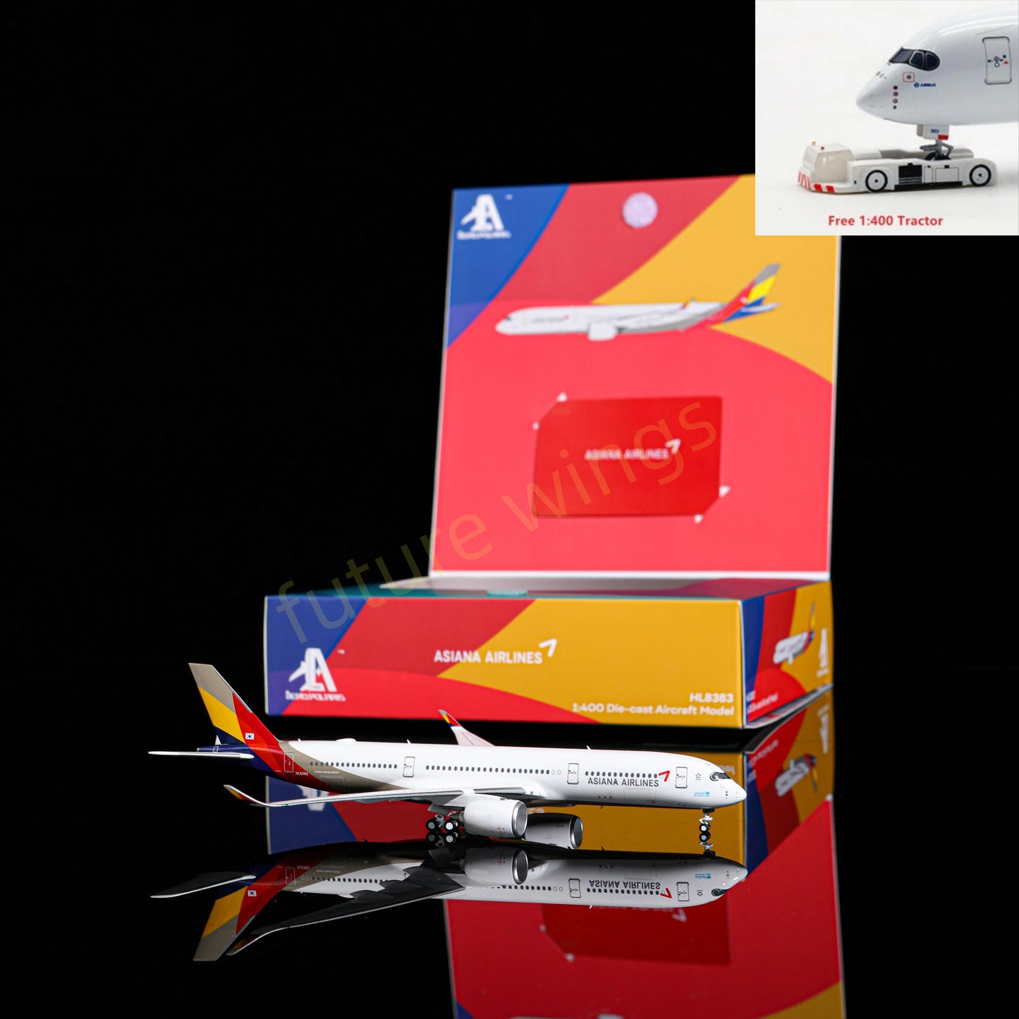 1:400 AeroPolaris Asiana Airlines A350-900 HL8383 Aircraft Model+Free Tractor