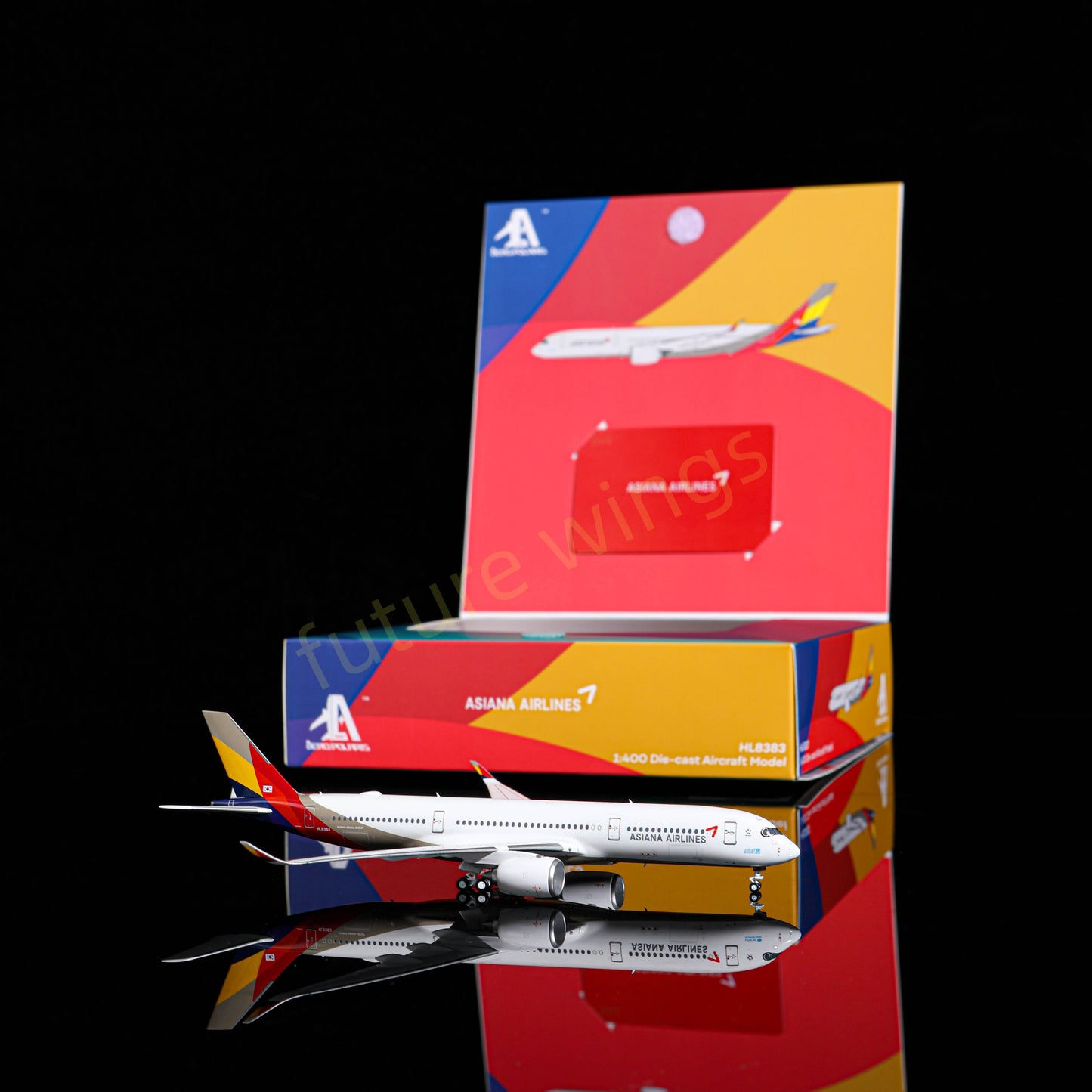 1:400 AeroPolaris Asiana Airlines A350-900 HL8383 Aircraft Model+Free Tractor