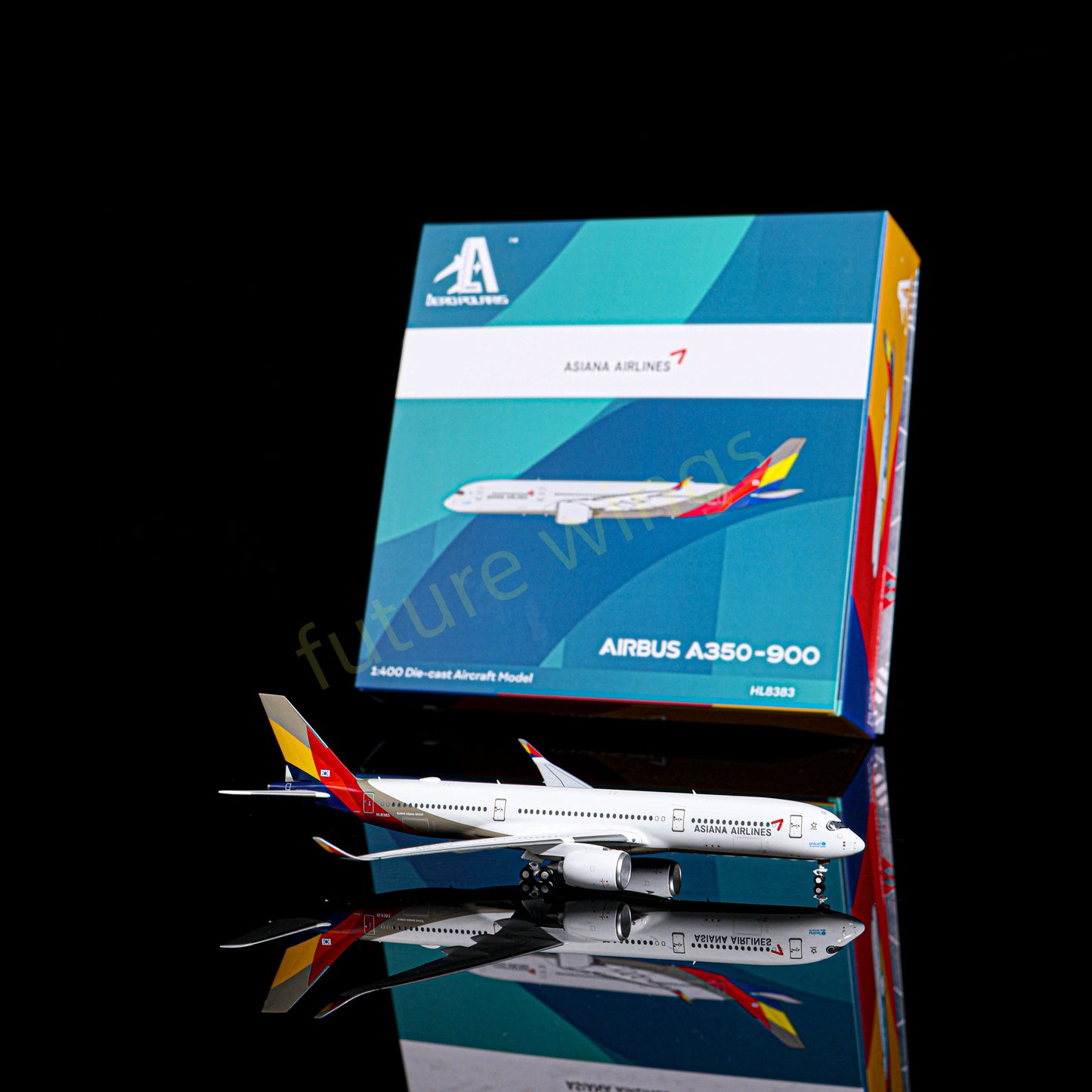 1:400 AeroPolaris Asiana Airlines A350-900 HL8383 Aircraft Model+Free Tractor