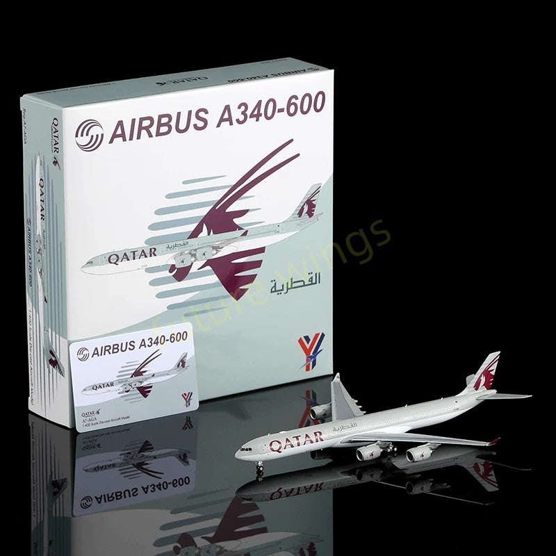 1:400 YY Wings Qatar Airways A340-600 A7-AGA Aircraft Model+Free Tractor