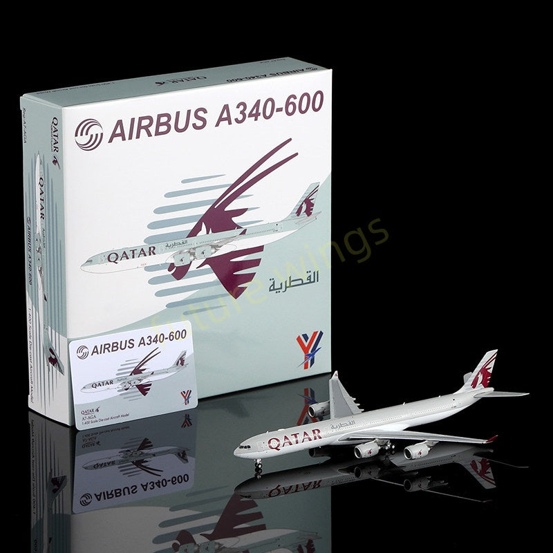1:400 YY Wings Qatar Airways A340-600 A7-AGA Aircraft Model+Free Tractor