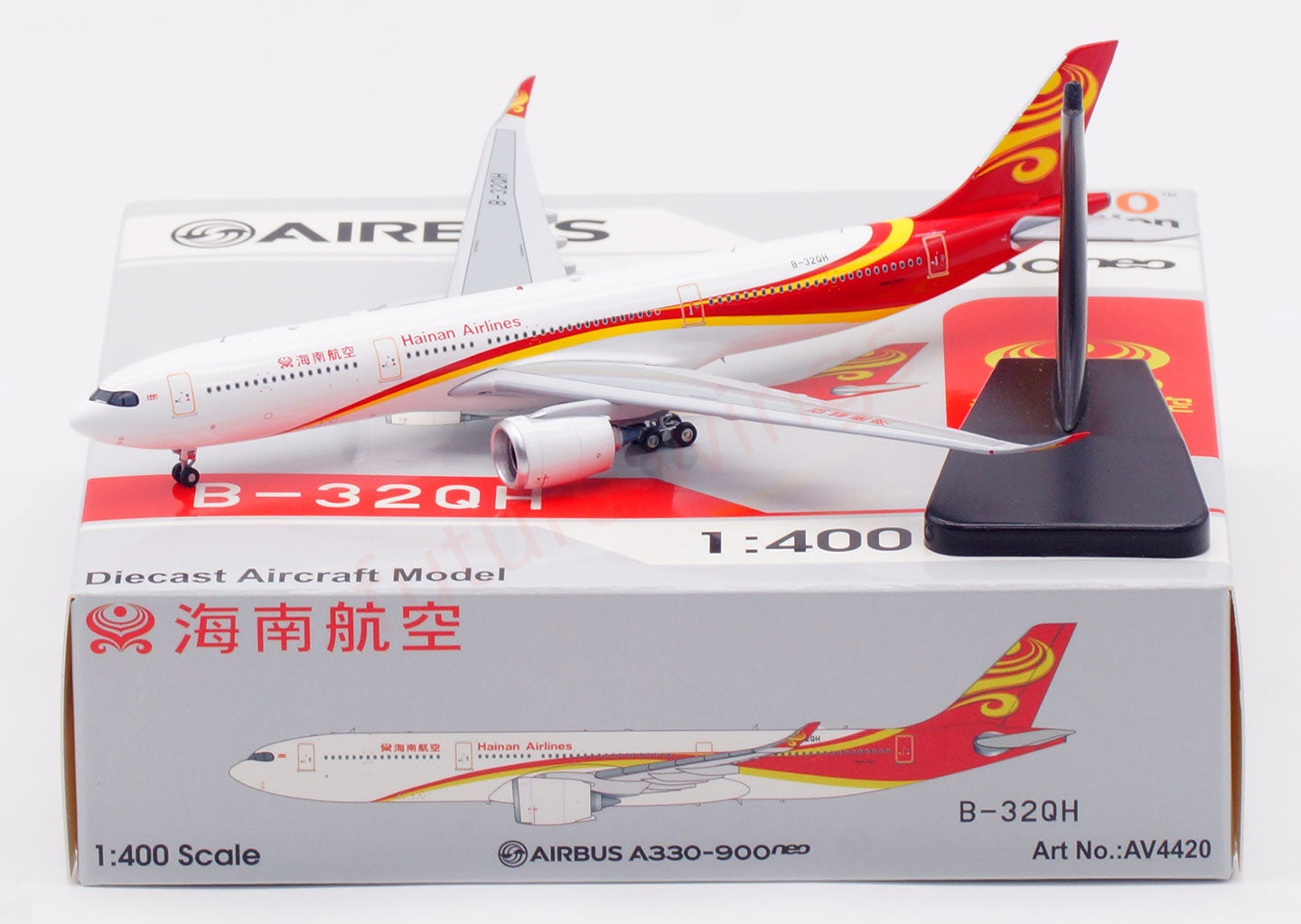 1:400 Aviation400 Hainan Airlines A330-900NEO B-32QH Aircraft ModelTractor+Stand