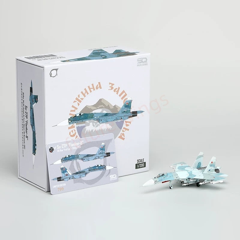1:200 SQ Wings Russian Air Force,Su‑27P "Blue 38" 2002 Diecast Aircraft Model