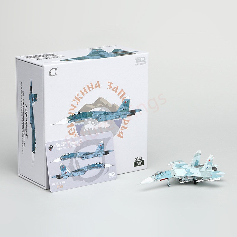 1:200 SQ Wings Russian Air Force,Su‑27P "Blue 38" 2002 Diecast Aircraft Model