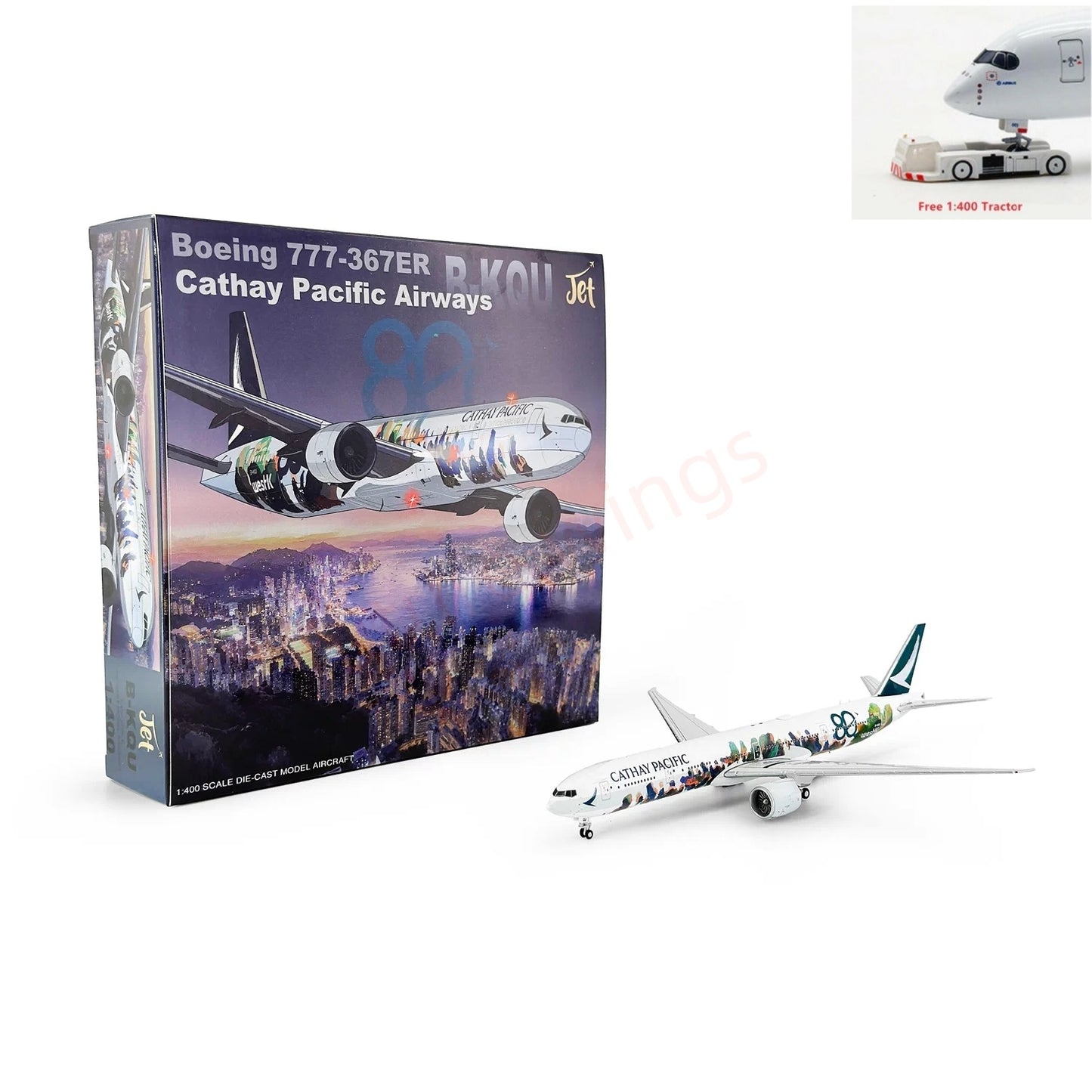 1:400 Jet Model Cathay Pacific B777-367ER B-KQU Diecast Aircraft Model+Free Tractor