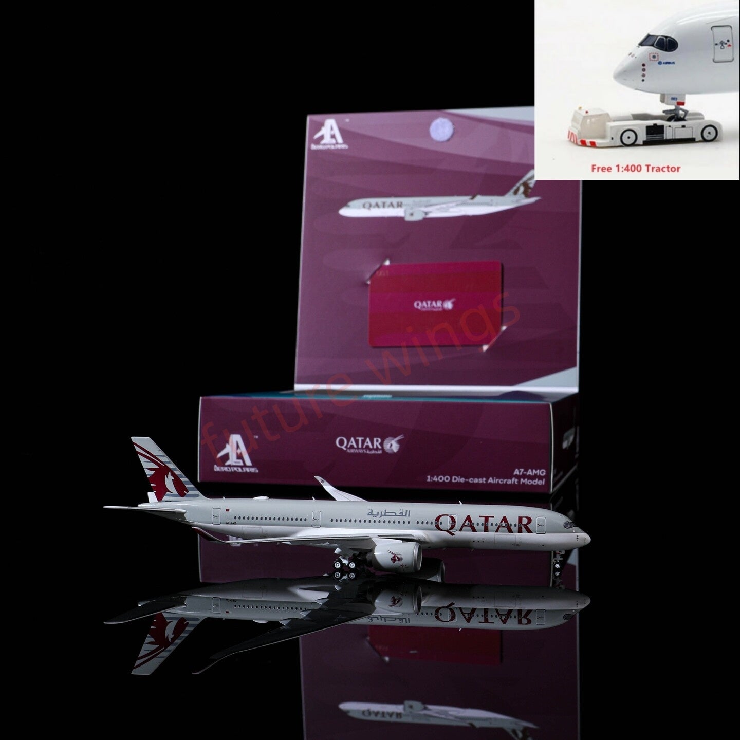 1:400 AeroPolaris Qatar Airways A350-900 A7-AMG Aircraft Model+Free Tractor