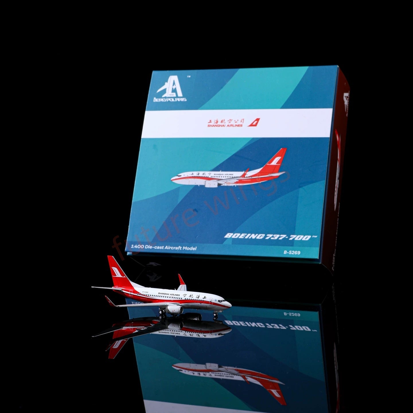 1:400 AeroPolaris ShangHai Airlines B737-700 B-5269 Aircraft Model+Free Tractor