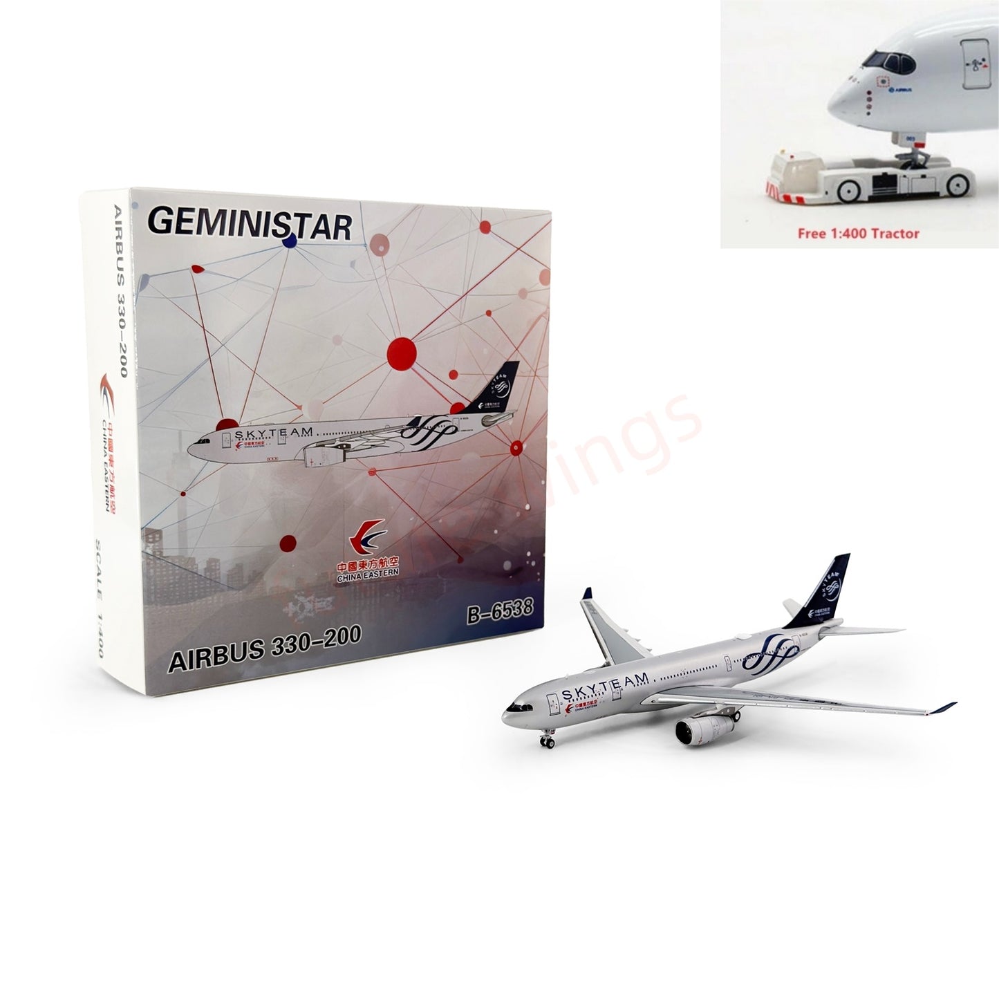 1:400 GeminiStar China Eastern Airlines A330-200 B-5908 B-5949 B-6538+Free Tractor