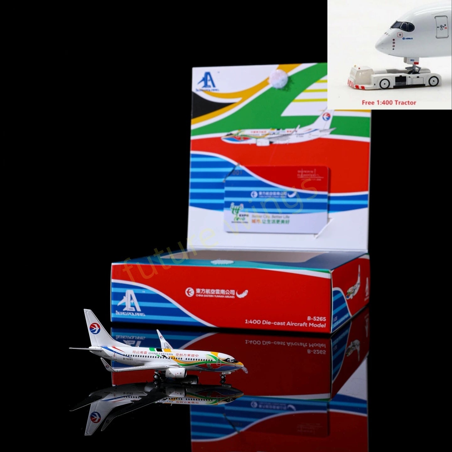 1:400 AeroPolaris China Eastern Airlines B737-700 B-5265 Aircraft Model+Free Tractor