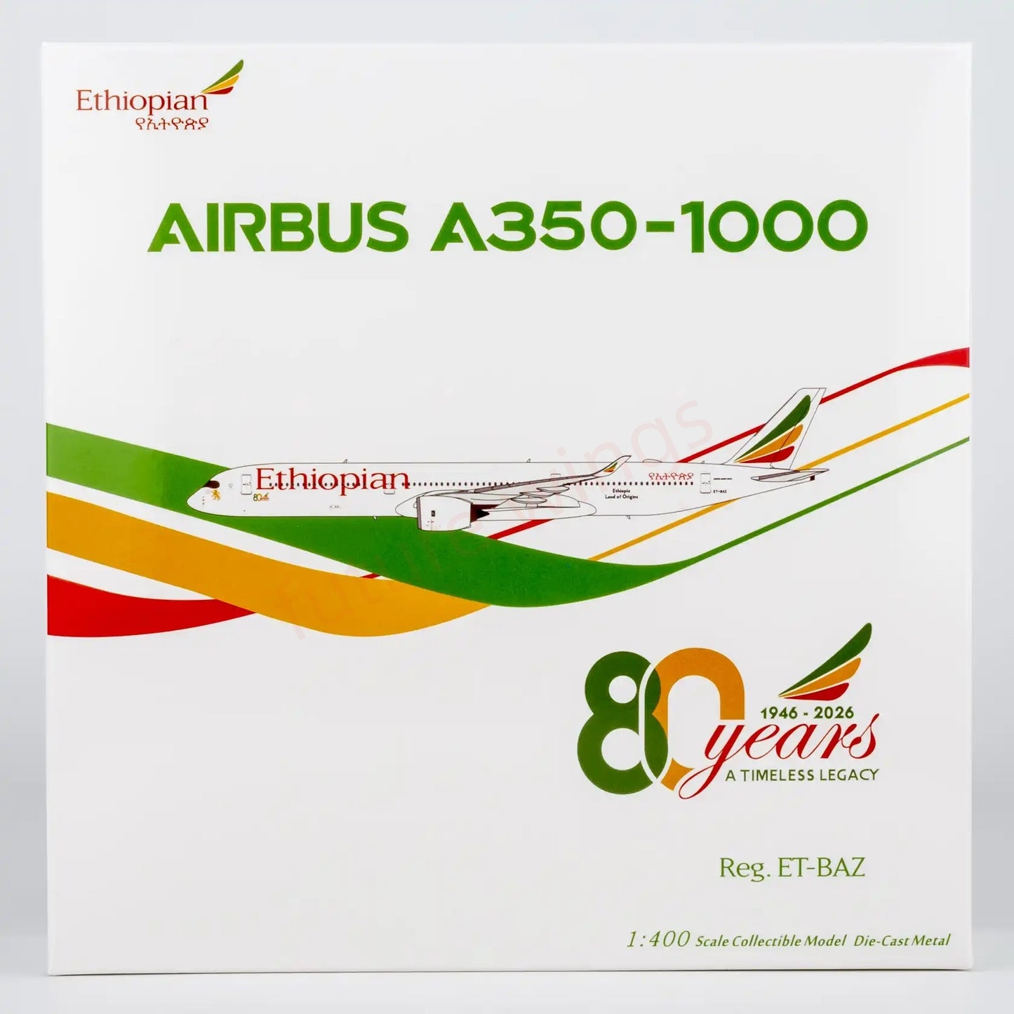 1:400 NG Models NG57035 Ethiopian Airlines A350-1000 ET-BAZ Aircraft Model+Free Tractor