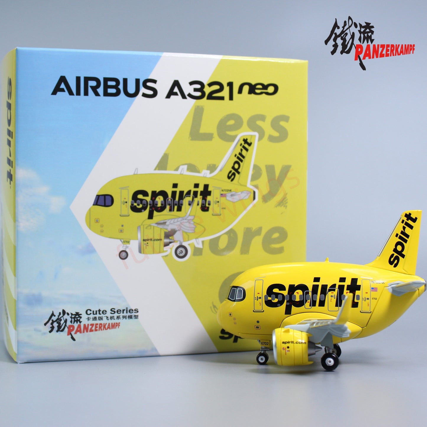 Panzerkampf Cute Series Q Models Diecast Q Airplane Models--Sprit Airlines A321neo