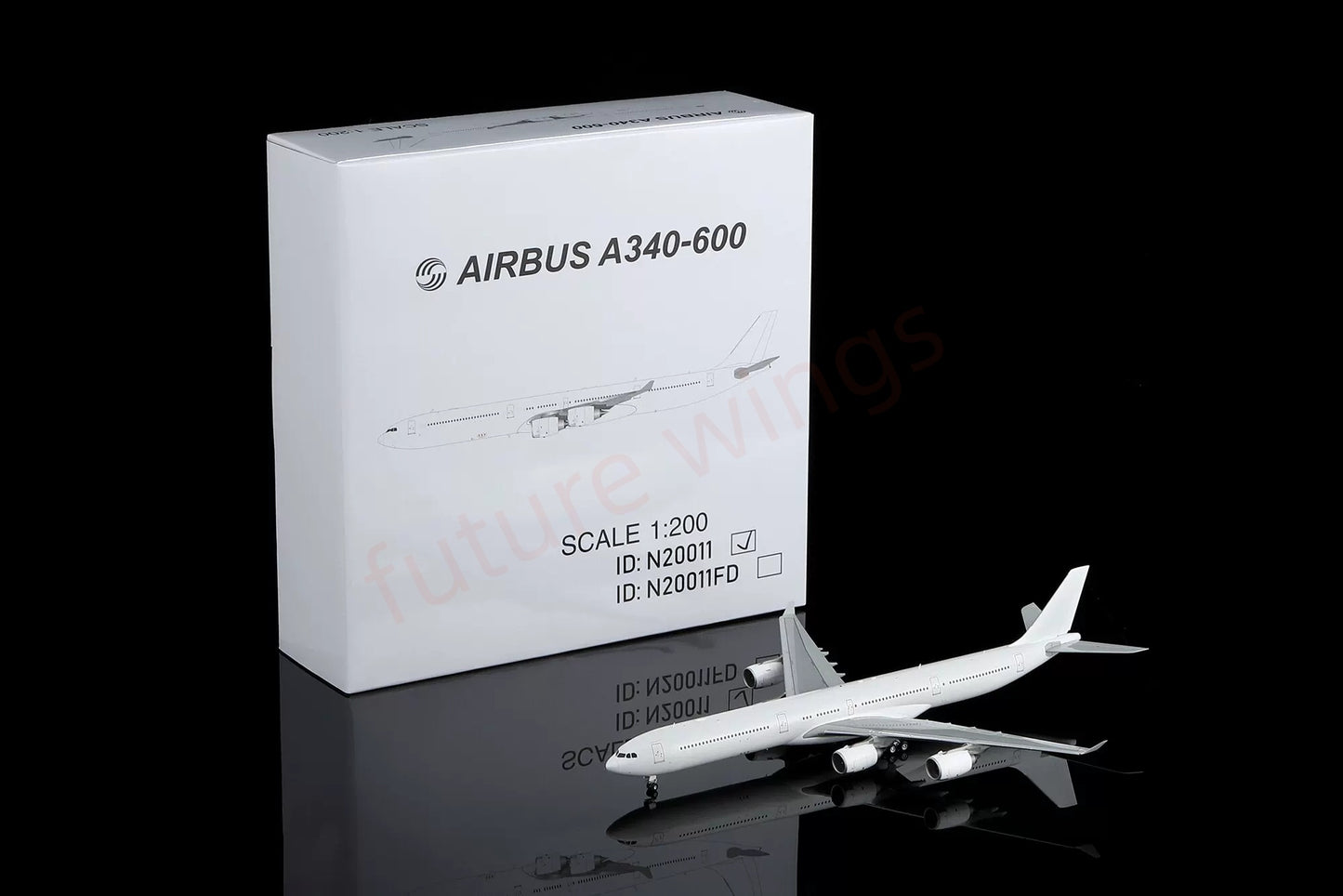 1:200 SQ Wings A340-600 Blank Aircraft Model With Stand