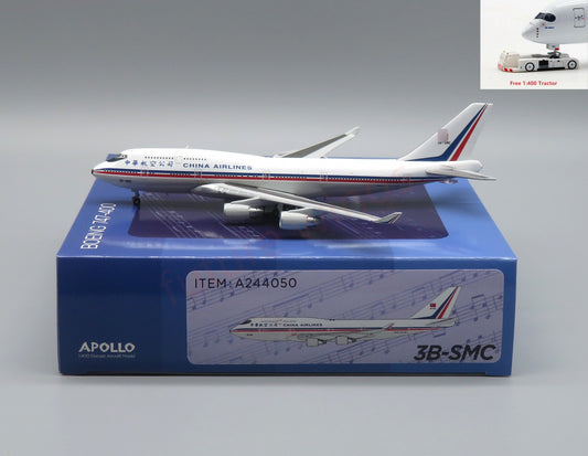 1:400 Apollo China Airlines B747-400 B-1866 Aircraft Model+Free Tractor