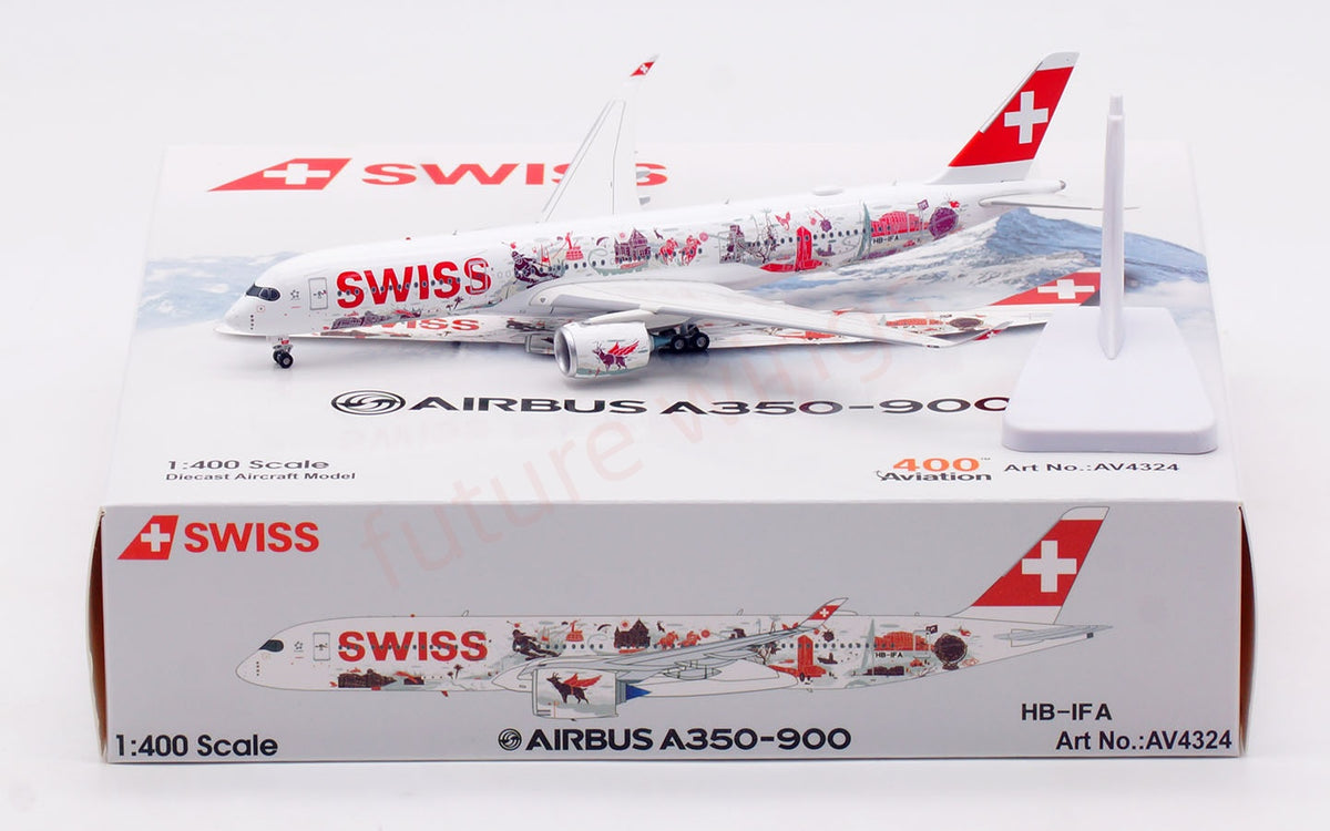 1:400 Aviation400 Swiss A350-900 HB-IFA Aircraft Model+Free Tractor and Stand