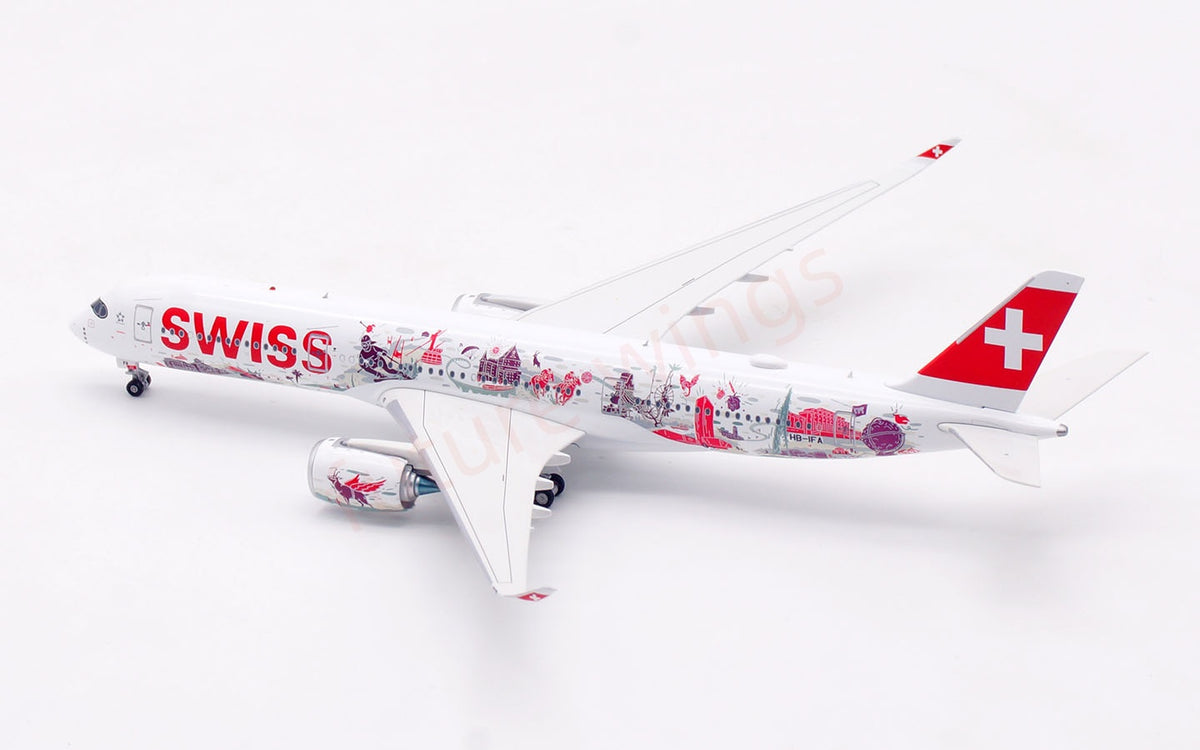 1:400 Aviation400 Swiss A350-900 HB-IFA Aircraft Model+Free Tractor and Stand