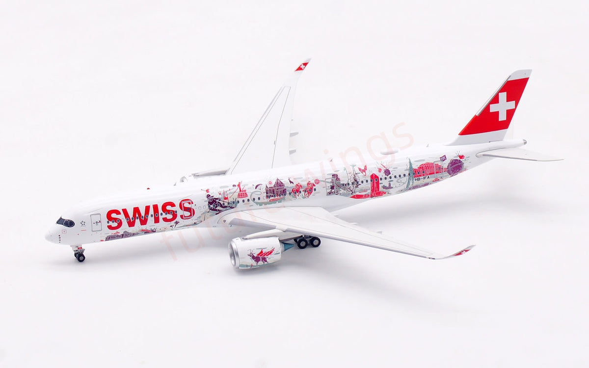 1:400 Aviation400 Swiss A350-900 HB-IFA Aircraft Model+Free Tractor and Stand