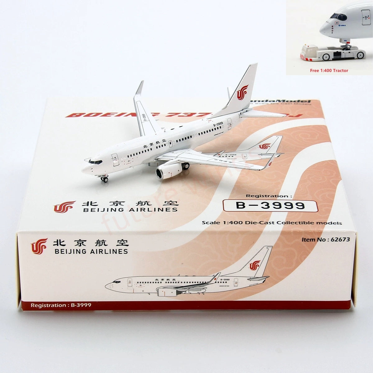 1:400 PandaModel BeiJing Airlines B737-700 B-3999 Aircraft Model+Free Tractor