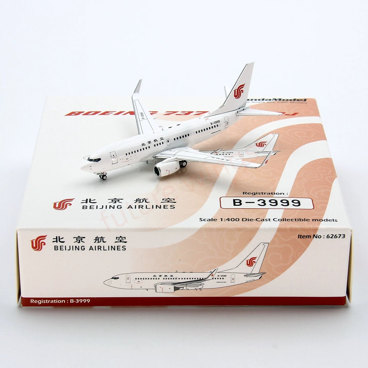 1:400 PandaModel BeiJing Airlines B737-700 B-3999 Aircraft Model+Free Tractor