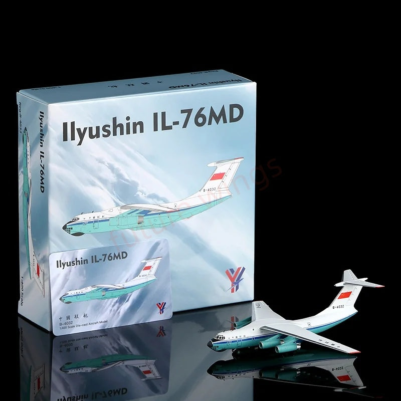 1:400 YY Wings China United Airlines IL-76MD B-4031 B-4032 Aircraft Model+Free Tractor
