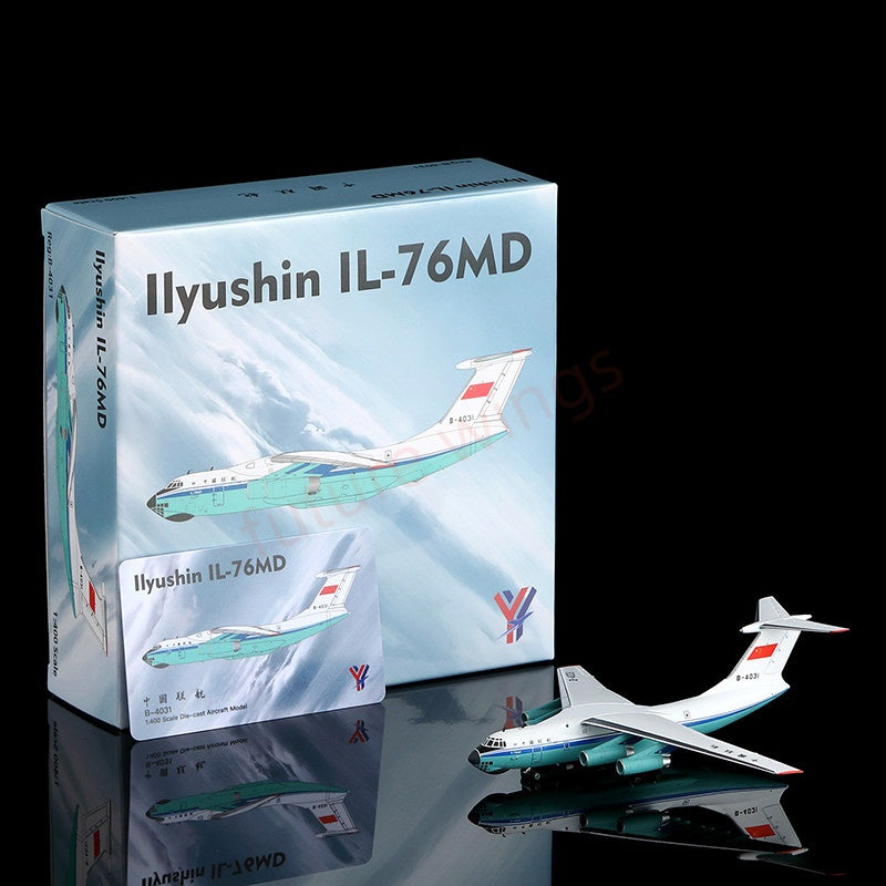 1:400 YY Wings China United Airlines IL-76MD B-4031 B-4032 Aircraft Model+Free Tractor