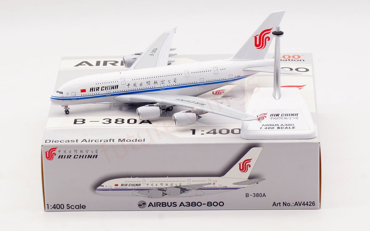 1:400 Aviation400 Air China A380 B-380A Aircraft Model Free Tractor+Stand