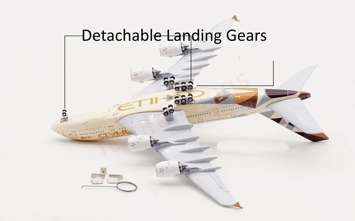 1:400 Aviation400 Etihad Airways A380 A6-APF Aircraft Model Free Tractor+Stand