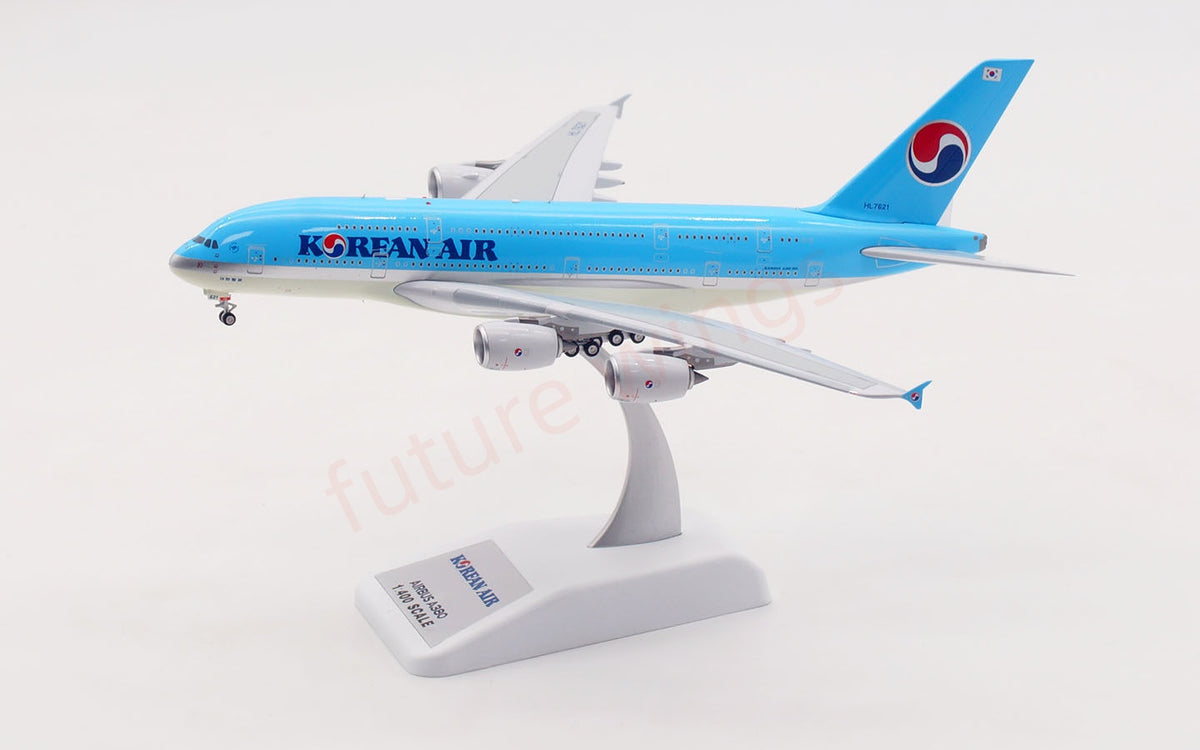1:400 Aviation400 Korean Air A380 HL7621 Aircraft Model Free Tractor+Stand