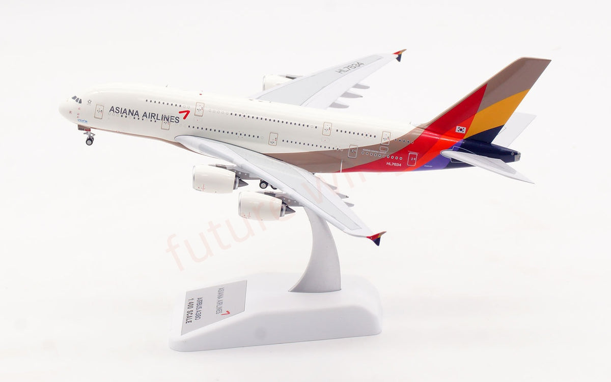 1:400 Aviation400 Asiana Airlines A380 HL7634 Aircraft Model Free Tractor+Stand