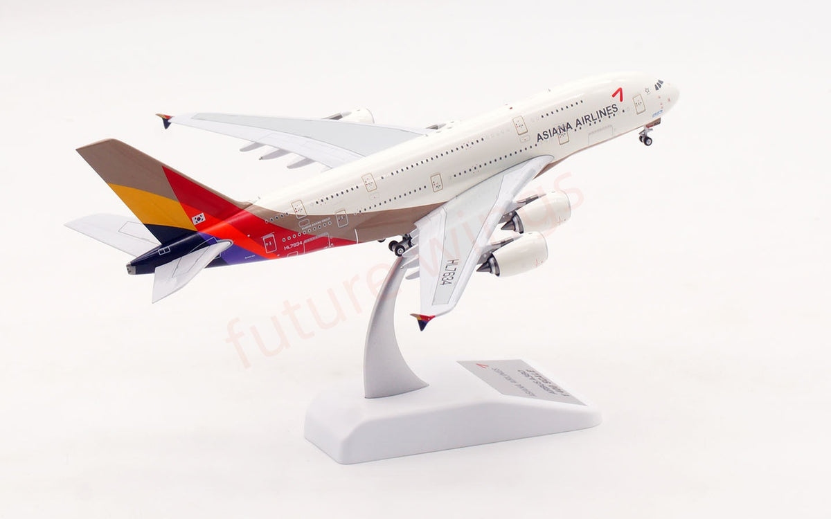 1:400 Aviation400 Asiana Airlines A380 HL7634 Aircraft Model Free Tractor+Stand