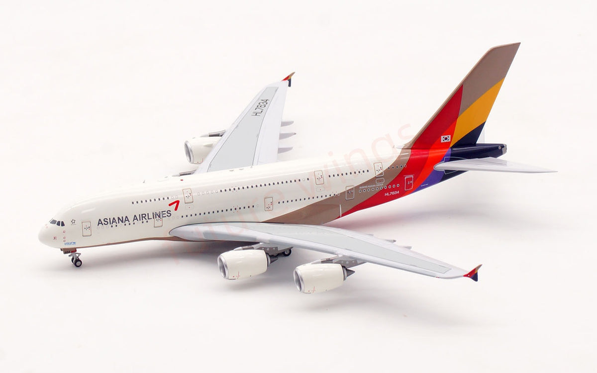 1:400 Aviation400 Asiana Airlines A380 HL7634 Aircraft Model Free Tractor+Stand