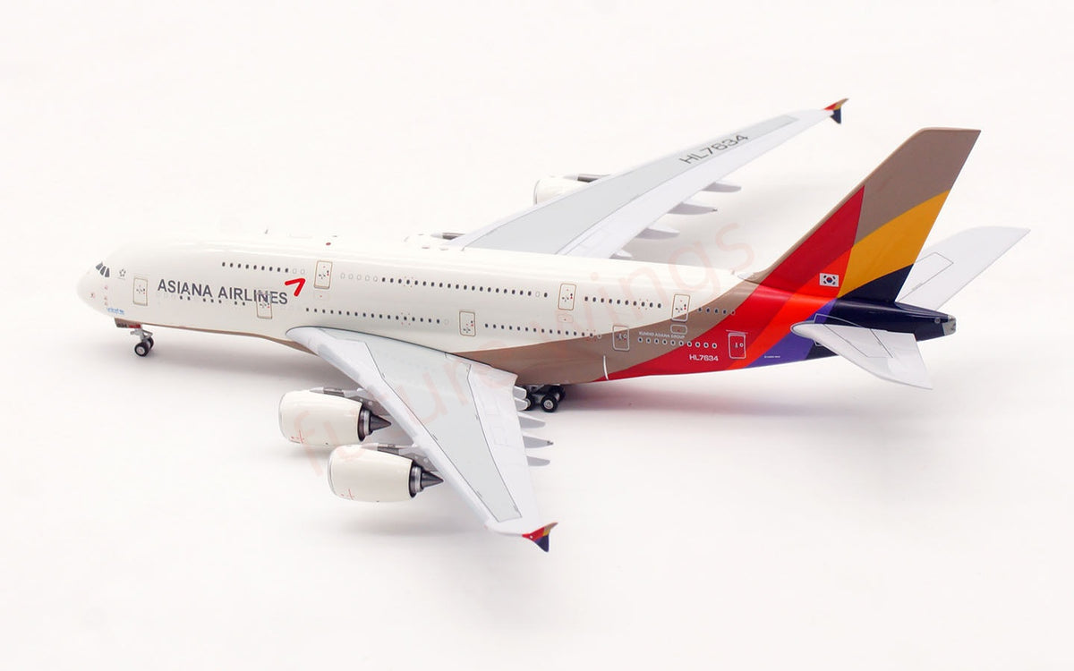 1:400 Aviation400 Asiana Airlines A380 HL7634 Aircraft Model Free Tractor+Stand