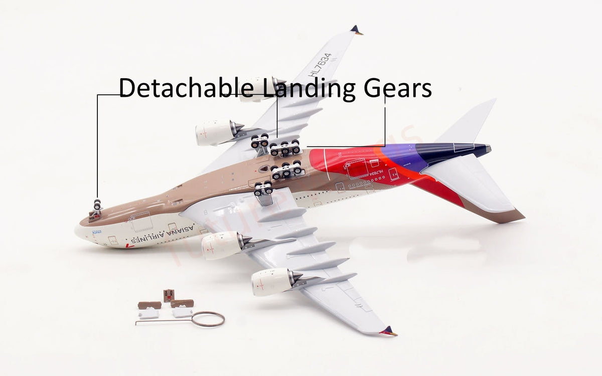 1:400 Aviation400 Asiana Airlines A380 HL7634 Aircraft Model Free Tractor+Stand