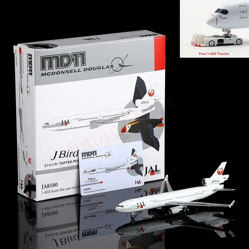 1:400 HX Models Japan Airlines JAL MD-11 JA8580 A8589 Aircraft Model+Free Tractor