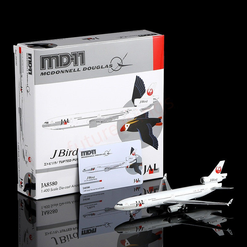 1:400 HX Models Japan Airlines JAL MD-11 JA8580 A8589 Aircraft Model+Free Tractor