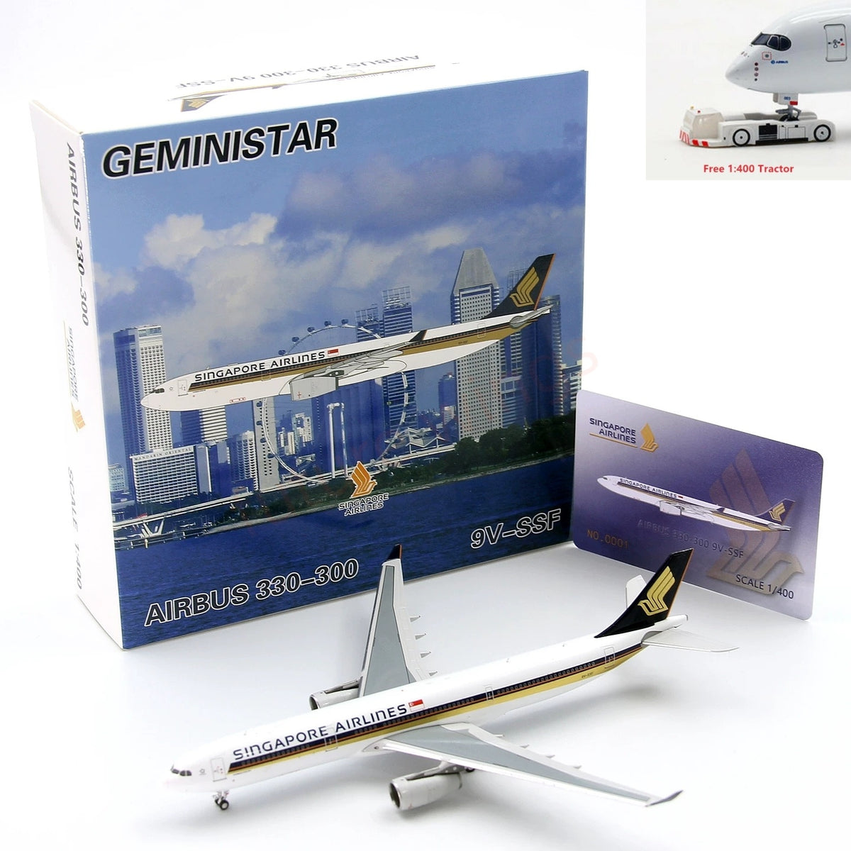 1:400 GeminiStar Singapore Airlines A330-300 9V-SSF Aircraft Model+Free Tractor