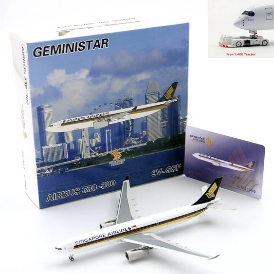 1:400 GeminiStar Singapore Airlines A330-300 9V-SSF Aircraft Model+Free Tractor