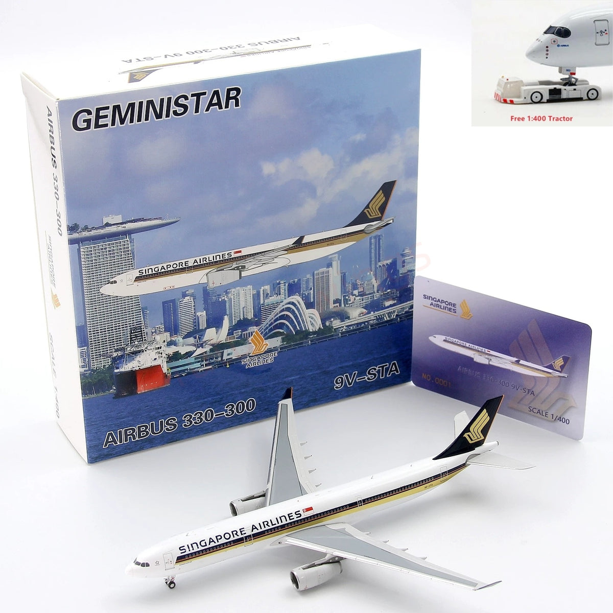 1:400 GeminiStar Singapore Airlines A330-300 9V-STA Aircraft Model+Free Tractor