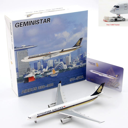 1:400 GeminiStar Singapore Airlines A330-300 9V-STA Aircraft Model+Free Tractor