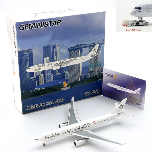 1:400 GeminiStar Singapore Airlines A330-300 9V-STU "Star Alliance" Aircraft Model+Free Tractor