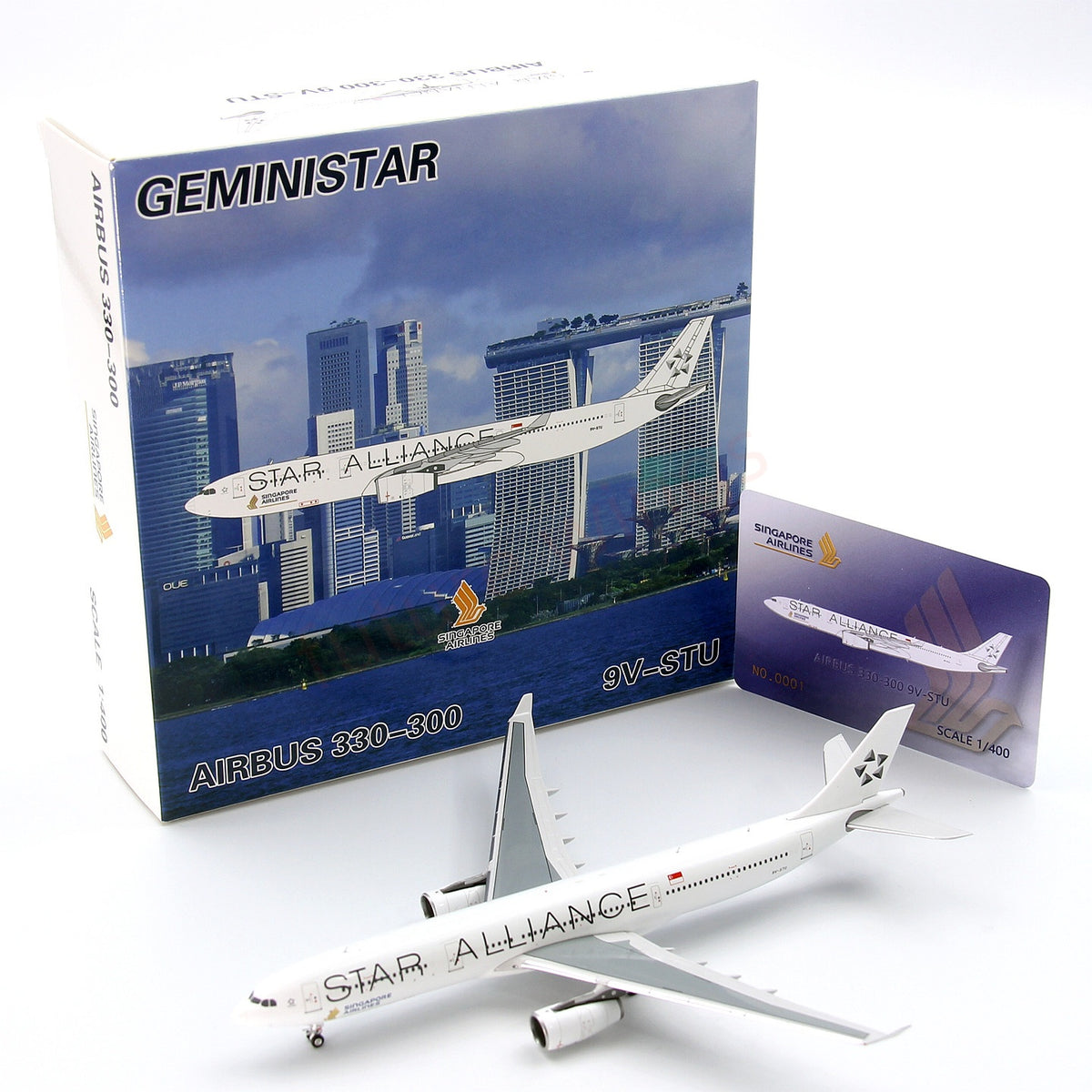1:400 GeminiStar Singapore Airlines A330-300 9V-STU "Star Alliance" Aircraft Model+Free Tractor